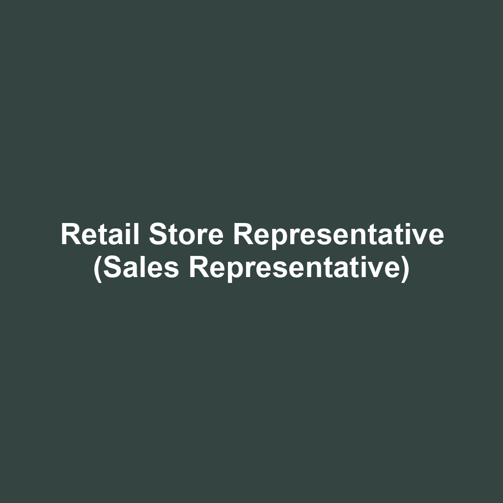 Retail Store Representative (Sales Representative)
